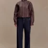 Curtis Faux Leather Bomber Jacket – Dark Chocolate