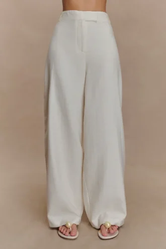 Cyrene Linen Wide Leg Pants – Oat Marle
