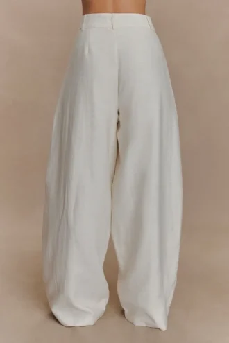 Cyrene Linen Wide Leg Pants – Oat Marle
