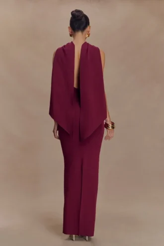 Darby Knit Scarf Maxi Dress – Merlot