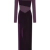 Davina Velvet And Mesh Maxi Dress – Purple