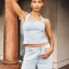 Dayna Denim Halter Top – Light Blue