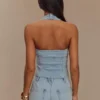 Dayna Denim Halter Top – Light Blue