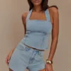 Dayna Denim Halter Top – Light Blue