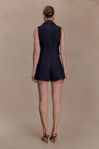 Demi High Waisted Denim Shorts – Washed Indigo Blue