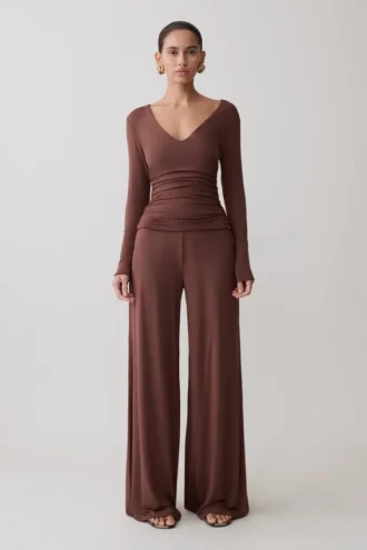 Dewi Wide Leg Modal Pants – Chocolate