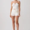 Dimitri Mini Knit Shorts With Belt – Ivory Dimitri Mini Knit Shorts With Belt – Ivory