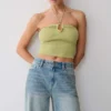 Dimitri Knit Halter Top With Hardware – Light Olive Dimitri Knit Halter Top With Hardware – Light Olive
