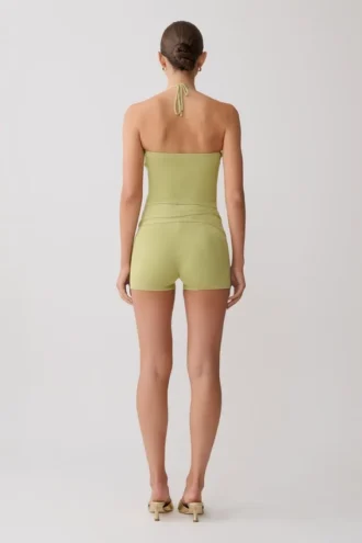 Dimitri Mini Knit Shorts With Belt – Light Olive