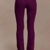 Diya Ribbed High Waisted Pants With Wire Hem – Plum