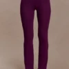 Diya Ribbed High Waisted Pants With Wire Hem – Plum