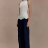 Diya Ribbed Sleeveless Top With Wire Hem – Ivory Diya Ribbed Sleeveless Top With Wire Hem – Ivory