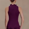 Diya Ribbed Sleeveless Top With Wire Hem – Plum Diya Ribbed Sleeveless Top With Wire Hem – Plum