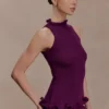 Diya Ribbed Sleeveless Top With Wire Hem – Plum Diya Ribbed Sleeveless Top With Wire Hem – Plum