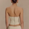 Ebony Embroidered Denim Corset – Cream