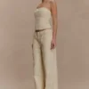 Ebony Embroidered Denim Jeans – Cream