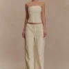 Ebony Embroidered Denim Jeans – Cream