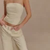 Ebony Embroidered Denim Corset – Cream