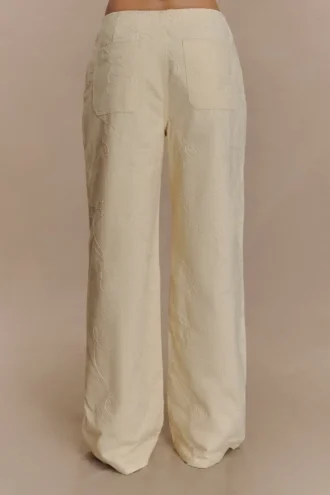 Ebony Embroidered Denim Jeans – Cream