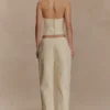 Ebony Embroidered Denim Jeans – Cream