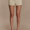 Ebony Embroidered Denim Micro Shorts – Cream