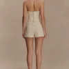 Ebony Embroidered Denim Micro Shorts – Cream