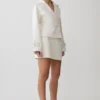 Elara Cropped Collared Jacket – Ivory