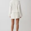 Elara Cropped Collared Jacket – Ivory