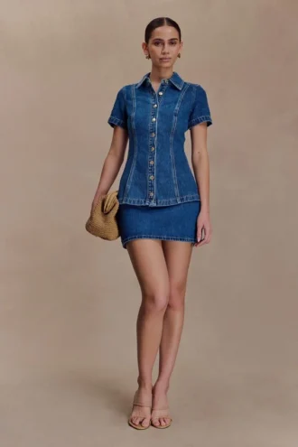 Ellie Denim Mini Skirt – Dark Blue