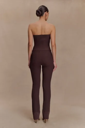 Elodie Ribbed Knit Pants – Chocolate