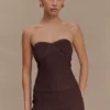 Elodie Strapless Cupped Knit Top – Chocolate Elodie Strapless Cupped Knit Top – Chocolate