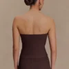 Elodie Strapless Cupped Knit Top – Chocolate Elodie Strapless Cupped Knit Top – Chocolate