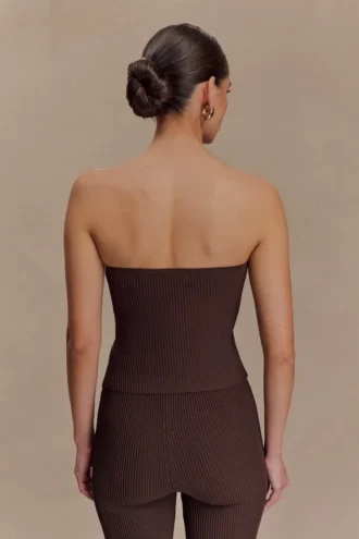 Elodie Strapless Cupped Knit Top – Chocolate