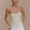 Elodie Strapless Cupped Knit Top – Ivory Elodie Strapless Cupped Knit Top – Ivory
