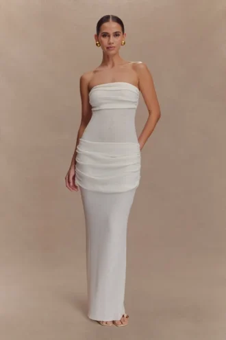 Elora Strapless Knit Maxi Dress – Ivory