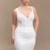 Elsie Pearl Beaded Bustier Top – White Elsie Pearl Beaded Bustier Top – White