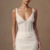 Elsie Pearl Beaded Bustier Top – White Elsie Pearl Beaded Bustier Top – White