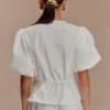 Emilie Puff Sleeve Cotton Top – White