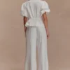 Janayia Cotton Wide Leg Pants – White