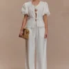 Janayia Cotton Wide Leg Pants – White