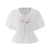 Emilie Puff Sleeve Cotton Top – White