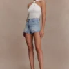 Erin Mid Rise Denim Shorts – Washed Light Blue