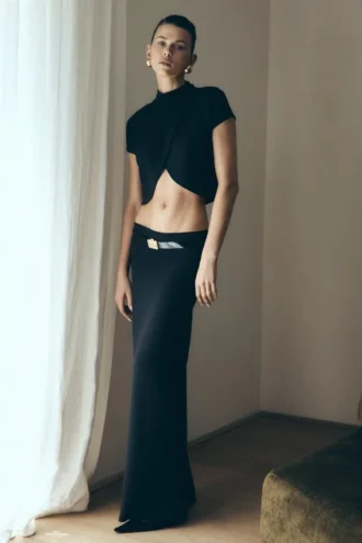 Eris Scuba Jersey Maxi Skirt – Black