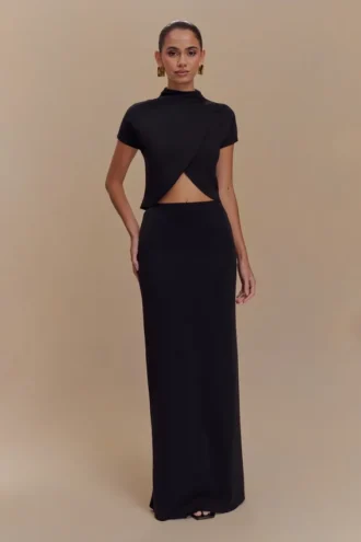Eris Scuba Jersey Maxi Skirt – Black