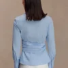 Eugenia Wrap Cotton Shirt – Blue