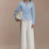 Eugenia Wrap Cotton Shirt – Blue