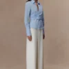 Eugenia Wrap Cotton Shirt – Blue