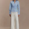 Eugenia Wrap Cotton Shirt – Blue