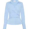Eugenia Wrap Cotton Shirt – Blue