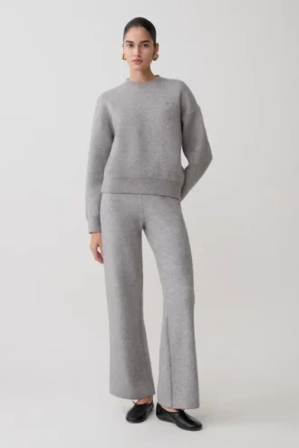 Evan Knit Wide Leg Pants – Grey Marle